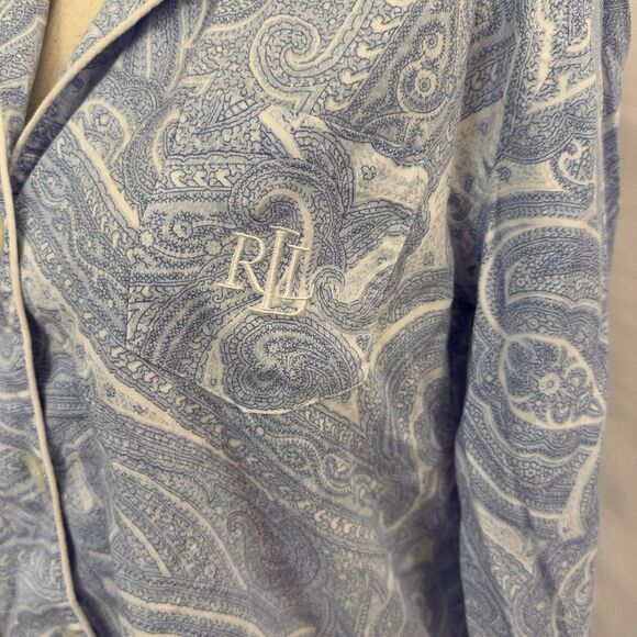 LAUREN RALPH LAUREN Paisley Blue White 2 PIECE PAJAMA Set size Medium - Picture 3 of 6